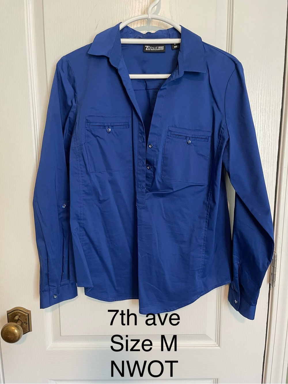 7th Ave Women's Button-Down Blouse in Royal Blue - Size M